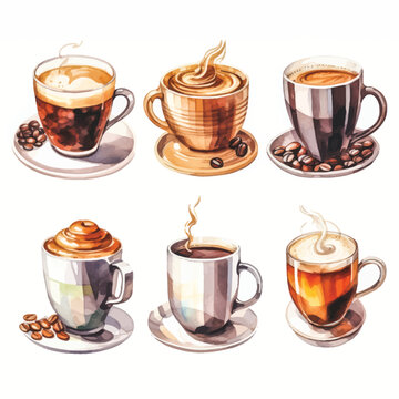 Charming Cafe Vibes: Watercolor Clipart Kit on Clean White