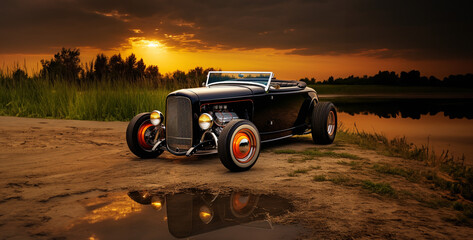 1932 ford highboy roadster hot rod. Generative Ai content