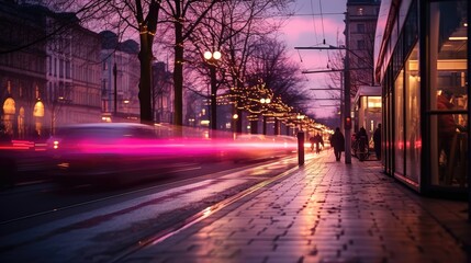 Fototapeta na wymiar berlin street in a pink light
