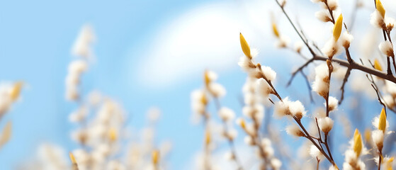 Close up view of catkin with blurred background 