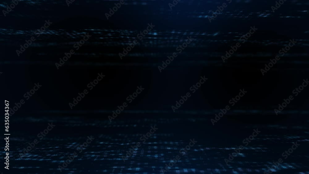 Wall mural abstract 3d motion digital data particle cyber space or technology background, animation seamless lo
