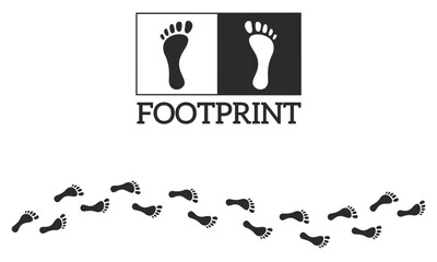 human footprints.illustration of human footprints without sandal sandals.barefoot black silhouette footprints. Adventurer trail vector illustration.