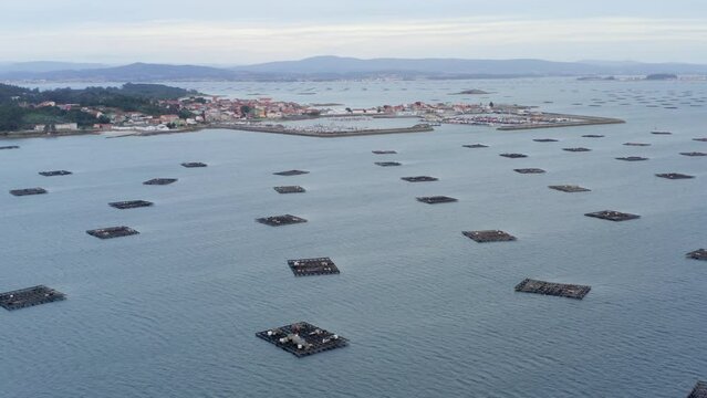 Scenic drone view coastal landscape in northwestern Spain. Galicia