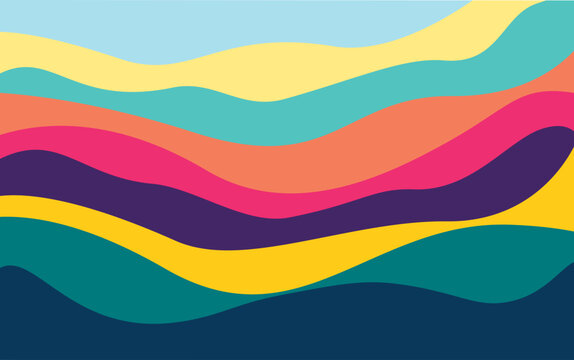 Multi colors curves and the waves of the sea vector background flat design style - stock illustration © Amaiquez
