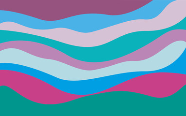 Multi colors curves and the waves of the sea vector background flat design style - stock illustration