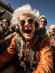 Fototapeta premium senior people skydiving