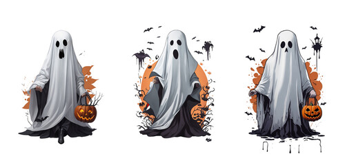 ghost painting pumpkin bat halloween cute