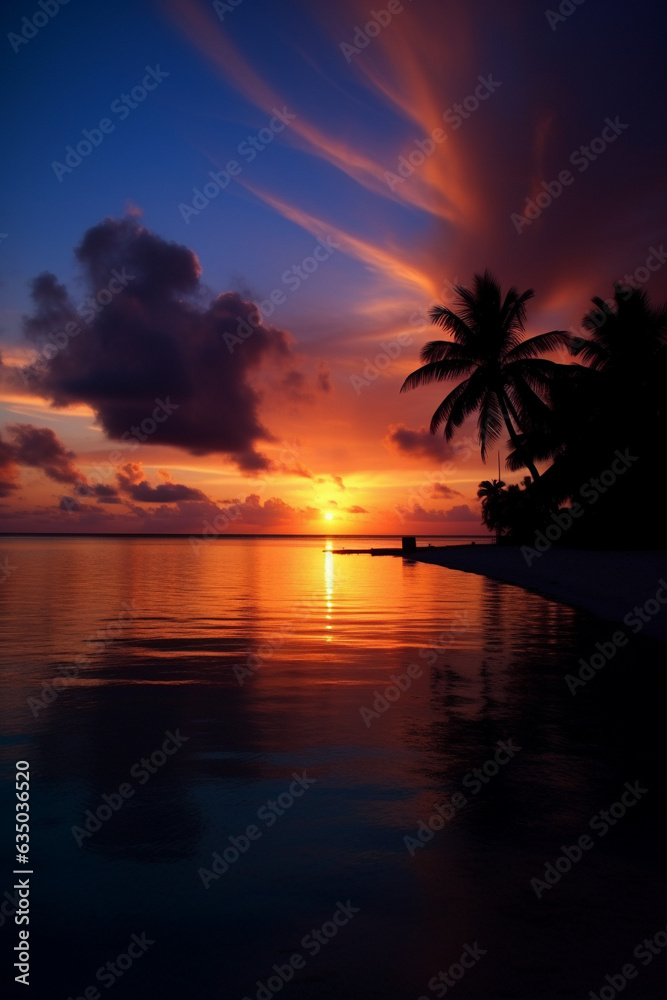 Canvas Prints scenic sunset view at the beach generative ai