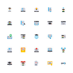 Online Education Flat 2d Icon. Editable stroke. Pixel Perfect at 32x32