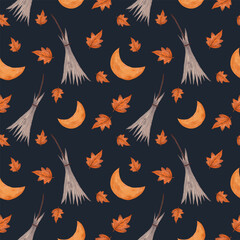 halloween seamless pattern watercolor