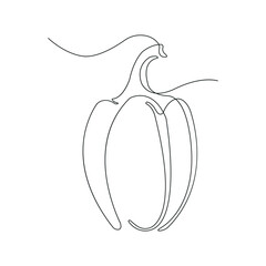 Pepper in continuous line art drawing style. One pepper minimalist black linear sketch isolated on white background. Vector illustration