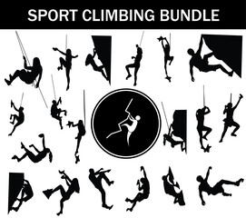 Sport Climbing Silhouette Bundle | Collection of Sport Climbing Players with Logo