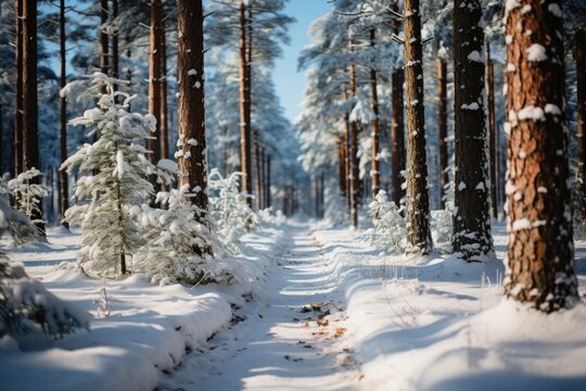Pine trees heavy with snow - stock photography concepts