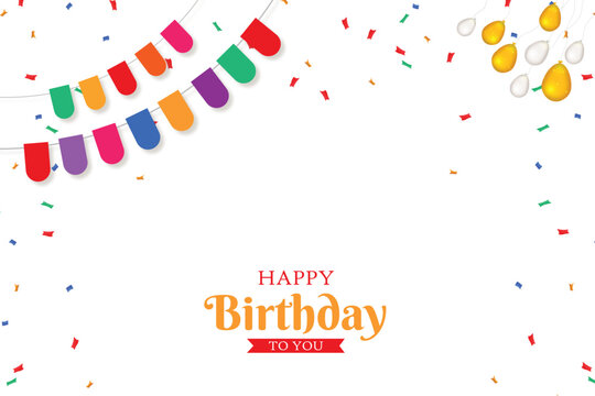 Happy birthday white background color social media card poster or banner design vector file