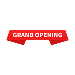 Grand Opening In Red Rectangle Ribbon Shape For Business Announcement Advertising
