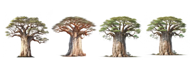 Foto op Canvas Baobab Tree cutout transparent backgrounds . Generative AI © Komsan