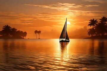 sailboat at sunset