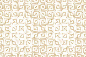 Seamless gold circle stripe line and diagonal fan shape pattern, art deco design vector illustration.