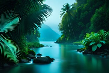 Fototapeta na wymiar tropical paradise island generated ai