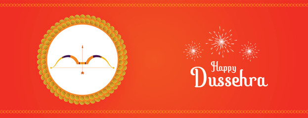 Vector happy Dussehra orange wishing or greeting card and poster and banner design vector file