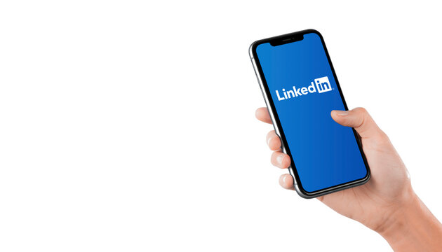 LinkedIn Smartphone Display Hand halten Banner