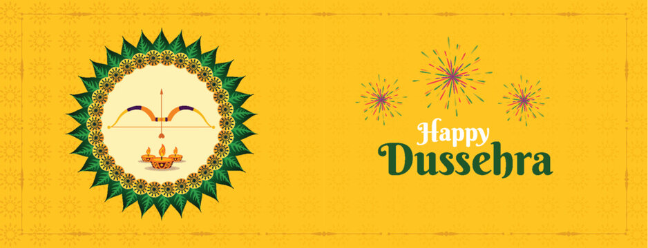 realistic happy dussehra celebration wishing or greeting card and poster and banner design vector file