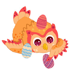 orange owl with ester egg