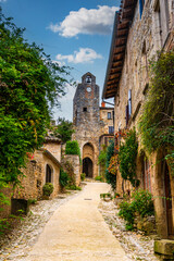 Beautiful medieval village of Bruniquel on the river Aveyron in Occitanie, France - 635047169