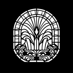 Stained Glass | Black and White Vector illustration
