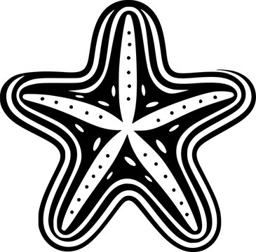 recommend clip art: Starfish - Black and White Isolated Icon - Vector illustration