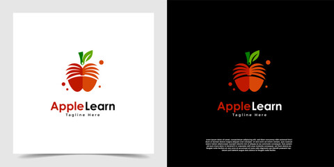 Creative Apple logo design concept. Abstract flip book education icon logo vector template