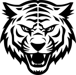 Tiger | Black and White Vector illustration