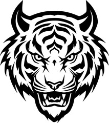 Fototapeta na wymiar Tiger - Black and White Isolated Icon - Vector illustration
