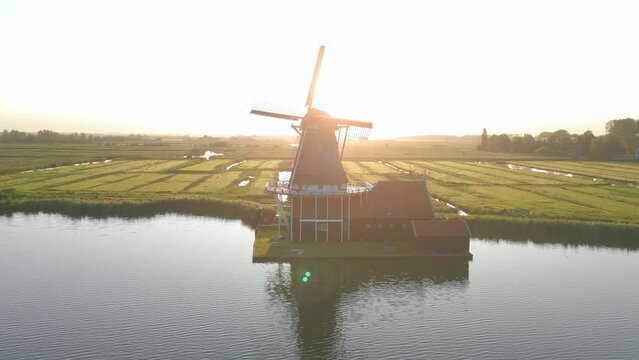 Typical dutch windmills at the Zaanse Schans in the Netherlands