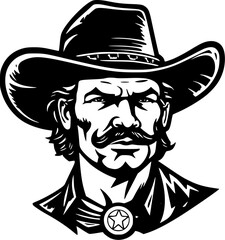 Cowboy | Black and White Vector illustration
