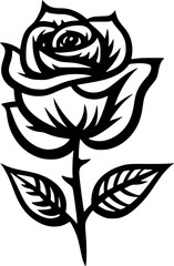 Rose - Black and White Isolated Icon - Vector illustration