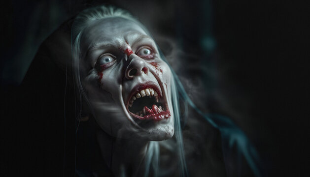 Vampires and zombie. Female Halloween design. AI generated image