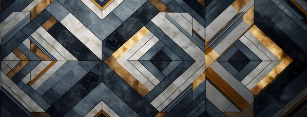 Geometric Marble Mosaic Inlay: Abstract Mixed Wall Tiles with Artificial Stone Textures - obrazy, fototapety, plakaty