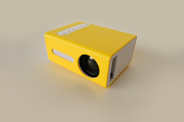 yellow wireless projector, 4K movie projector, Full HD with Bluetooth for video playback, watching...