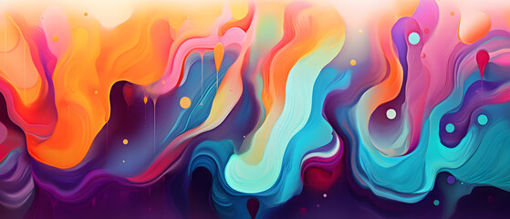 Abstract Fluid Art. Colorful Liquid Design with Bright Blue and Yellow Accents