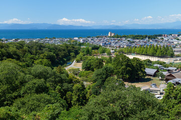 Fototapeta na wymiar 夏の彦根城からの眺め　滋賀県彦根市