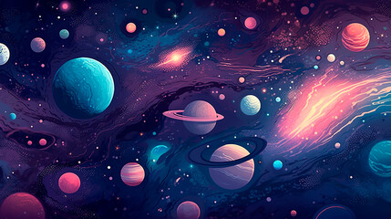 Space background with planets and stars