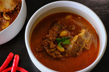 Traditional Thai beef curry food menu