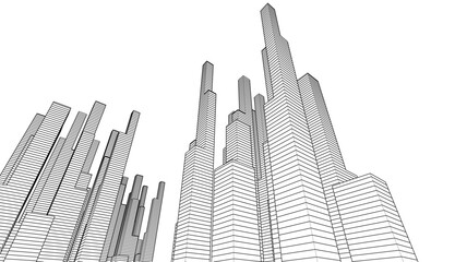 City sketch drawing vector illustration