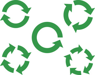 リサイクルの矢印セット　サイクル　アイコン　回転　ベクター　循環  緑　circle arrow icon set.