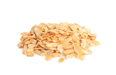 Dry Garlic Slices, Crispy Fried Cloves Pile Closeup, Roasted Grilled Garlic Flakes, Clove Chip Group