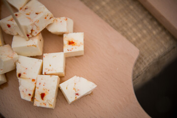 Hard Cheese Festival. Cheese in the market. Homemade cheese. Craft cheese. Milk product. Cheese tasting.