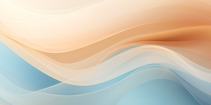 Daigital abstract wave background in pastel brown and blue color, ai generated