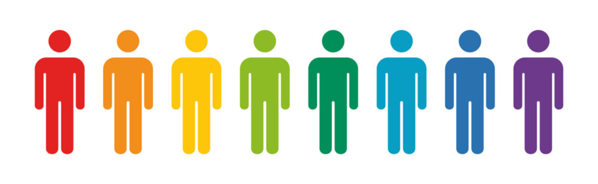 Rainbow colors man icon colorful group of people vector illustration.