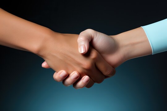 handshake against a blue background, generative ai